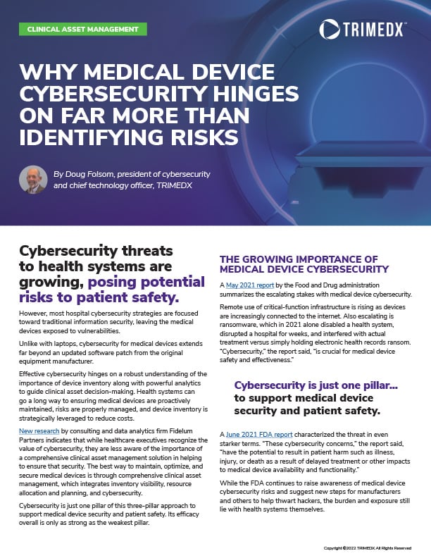 White Paper - Why medical device cybersecurity hinges on far more than identifying risks