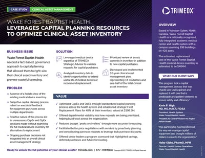 Capital planning in Wake Forest Baptist Health